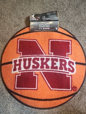 Officially Licensed Nebraska Huskers Orange Basketball Floor Mat - NEW